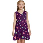 Colorful Stars Hearts Seamless Vector Pattern Kids  Sleeveless Tiered Mini Dress
