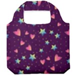 Colorful Stars Hearts Seamless Vector Pattern Foldable Grocery Recycle Bag