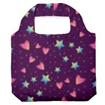 Colorful Stars Hearts Seamless Vector Pattern Premium Foldable Grocery Recycle Bag
