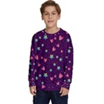 Colorful Stars Hearts Seamless Vector Pattern Kids  Crewneck Sweatshirt