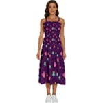 Colorful Stars Hearts Seamless Vector Pattern Sleeveless Shoulder Straps Boho Dress