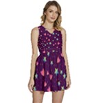 Colorful Stars Hearts Seamless Vector Pattern Sleeveless High Waist Mini Dress