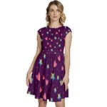 Colorful Stars Hearts Seamless Vector Pattern Cap Sleeve High Waist Dress