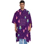 Colorful Stars Hearts Seamless Vector Pattern Men s Hooded Rain Ponchos