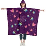 Colorful Stars Hearts Seamless Vector Pattern Women s Hooded Rain Ponchos