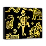 Mexican Culture Golden Tribal Icons Canvas 14  x 11  (Stretched)