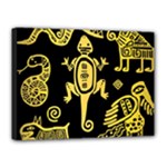 Mexican Culture Golden Tribal Icons Canvas 16  x 12  (Stretched)
