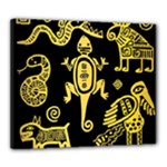 Mexican Culture Golden Tribal Icons Canvas 24  x 20  (Stretched)
