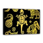 Mexican Culture Golden Tribal Icons Canvas 18  x 12  (Stretched)
