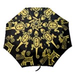 Mexican Culture Golden Tribal Icons Folding Umbrellas