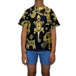 Mexican Culture Golden Tribal Icons Kids  Short Sleeve Swimwear