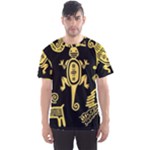Mexican Culture Golden Tribal Icons Men s Sport Mesh T-Shirt