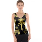 Mexican Culture Golden Tribal Icons Women s Basic Tank Top