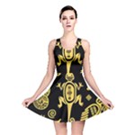 Mexican Culture Golden Tribal Icons Reversible Skater Dress