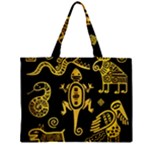 Mexican Culture Golden Tribal Icons Zipper Mini Tote Bag