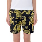 Mexican Culture Golden Tribal Icons Women s Basketball Shorts