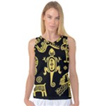 Mexican Culture Golden Tribal Icons Women s Basketball Tank Top