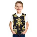 Mexican Culture Golden Tribal Icons Kids  Basketball Tank Top