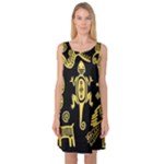 Mexican Culture Golden Tribal Icons Sleeveless Satin Nightdress