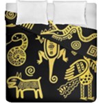 Mexican Culture Golden Tribal Icons Duvet Cover Double Side (King Size)