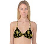 Mexican Culture Golden Tribal Icons Reversible Tri Bikini Top