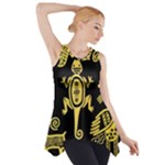 Mexican Culture Golden Tribal Icons Side Drop Tank Tunic