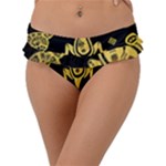 Mexican Culture Golden Tribal Icons Frill Bikini Bottoms