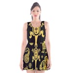 Mexican Culture Golden Tribal Icons Scoop Neck Skater Dress