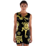 Mexican Culture Golden Tribal Icons Wrap Front Bodycon Dress