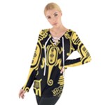 Mexican Culture Golden Tribal Icons Tie Up T-Shirt