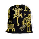 Mexican Culture Golden Tribal Icons Drawstring Pouch (2XL)