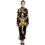 Mexican Culture Golden Tribal Icons Turtleneck Maxi Dress