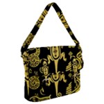Mexican Culture Golden Tribal Icons Buckle Messenger Bag