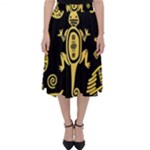 Mexican Culture Golden Tribal Icons Classic Midi Skirt