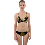 Mexican Culture Golden Tribal Icons Wrap Around Bikini Set