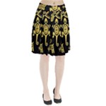 Mexican Culture Golden Tribal Icons Pleated Skirt