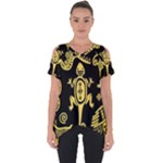 Mexican Culture Golden Tribal Icons Cut Out Side Drop T-Shirt
