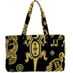 Mexican Culture Golden Tribal Icons Canvas Work Bag