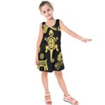 Mexican Culture Golden Tribal Icons Kids  Sleeveless Dress