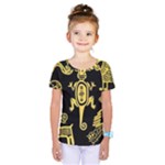 Mexican Culture Golden Tribal Icons Kids  One Piece T-Shirt