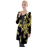 Mexican Culture Golden Tribal Icons Hooded Pocket Cardigan