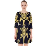 Mexican Culture Golden Tribal Icons Smock Dress