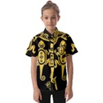 Mexican Culture Golden Tribal Icons Kids  Short Sleeve Shirt