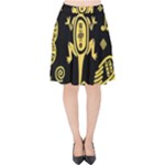 Mexican Culture Golden Tribal Icons Velvet High Waist Skirt