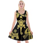 Mexican Culture Golden Tribal Icons Reversible Velvet Sleeveless Dress