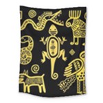 Mexican Culture Golden Tribal Icons Medium Tapestry