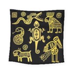 Mexican Culture Golden Tribal Icons Square Tapestry (Small)