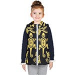 Mexican Culture Golden Tribal Icons Kids  Hooded Puffer Vest