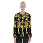 Mexican Culture Golden Tribal Icons Womens Long Sleeve Shirt