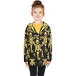 Mexican Culture Golden Tribal Icons Kids  Double Breasted Button Coat